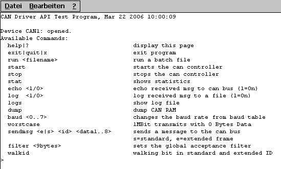 CAN Driver API Test Program